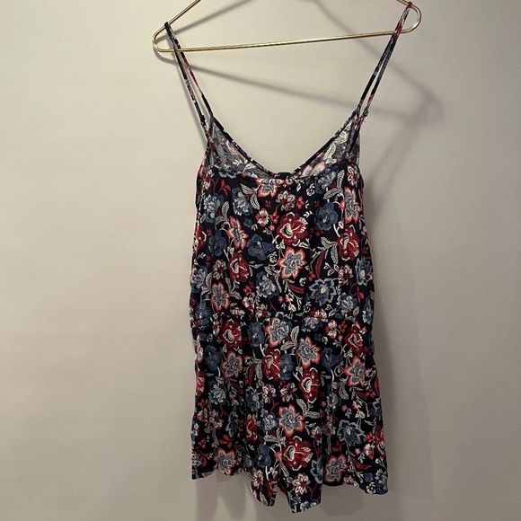 Navy Blue Floral Romper Size M - Picture 3 of 3